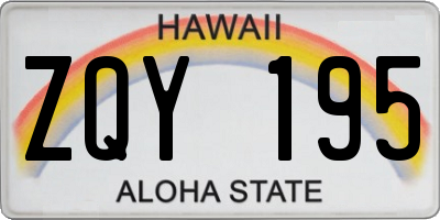 HI license plate ZQY195