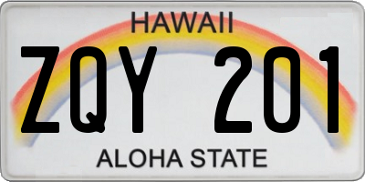 HI license plate ZQY201