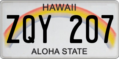 HI license plate ZQY207