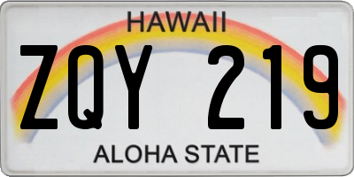 HI license plate ZQY219