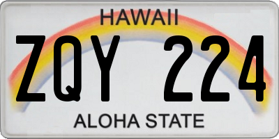 HI license plate ZQY224