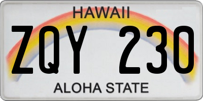 HI license plate ZQY230
