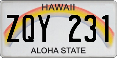HI license plate ZQY231