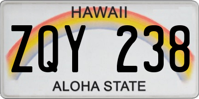 HI license plate ZQY238