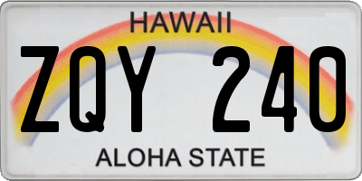 HI license plate ZQY240