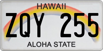 HI license plate ZQY255
