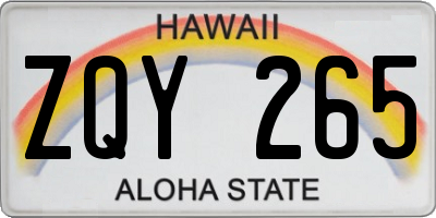 HI license plate ZQY265
