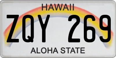HI license plate ZQY269