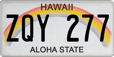 HI license plate ZQY277