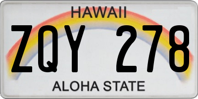 HI license plate ZQY278