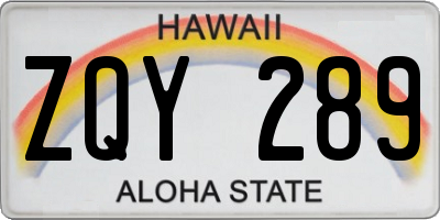 HI license plate ZQY289