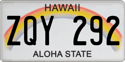 HI license plate ZQY292
