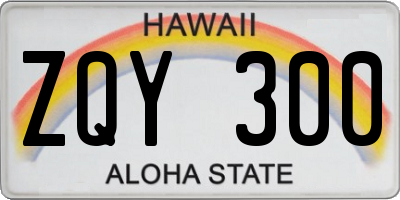 HI license plate ZQY300