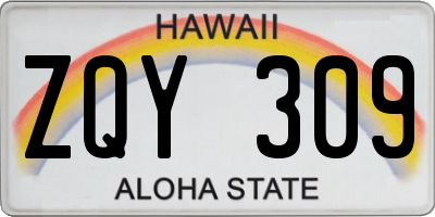HI license plate ZQY309