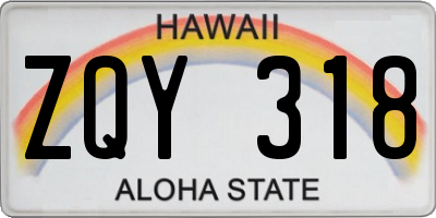 HI license plate ZQY318