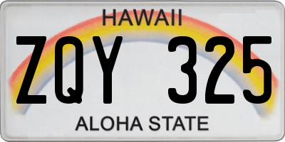 HI license plate ZQY325