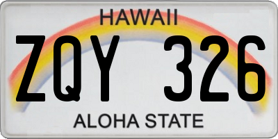 HI license plate ZQY326