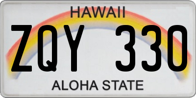 HI license plate ZQY330