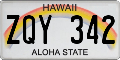 HI license plate ZQY342