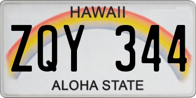 HI license plate ZQY344