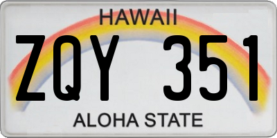 HI license plate ZQY351