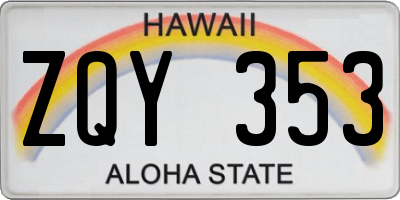 HI license plate ZQY353