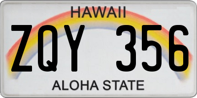 HI license plate ZQY356