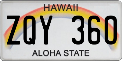 HI license plate ZQY360