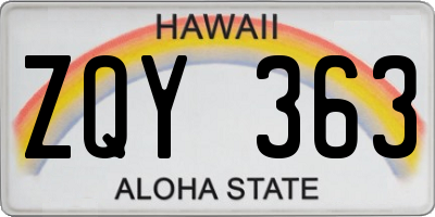 HI license plate ZQY363