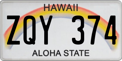 HI license plate ZQY374