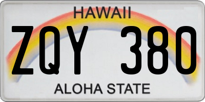 HI license plate ZQY380