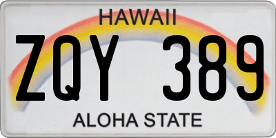 HI license plate ZQY389