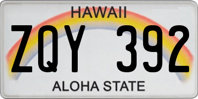 HI license plate ZQY392