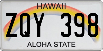 HI license plate ZQY398