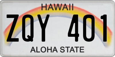 HI license plate ZQY401