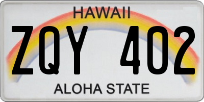 HI license plate ZQY402