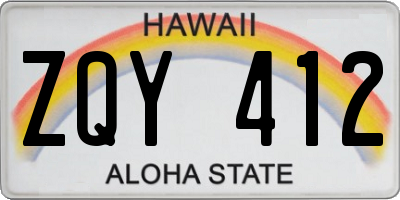 HI license plate ZQY412