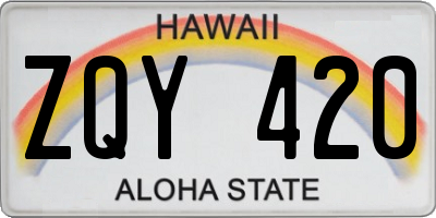 HI license plate ZQY420