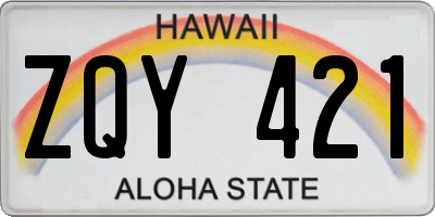HI license plate ZQY421
