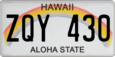 HI license plate ZQY430