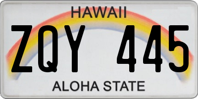 HI license plate ZQY445