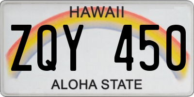 HI license plate ZQY450