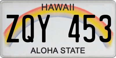 HI license plate ZQY453