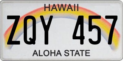 HI license plate ZQY457