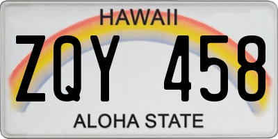 HI license plate ZQY458