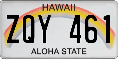 HI license plate ZQY461