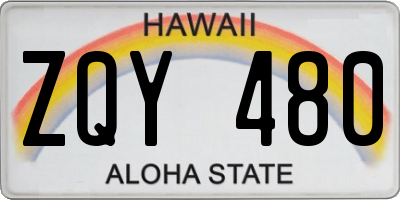 HI license plate ZQY480