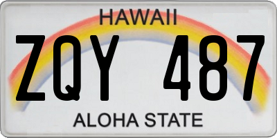 HI license plate ZQY487