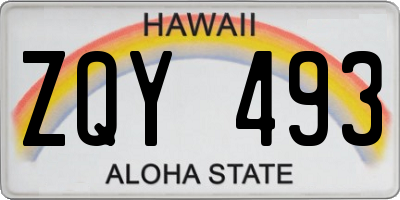 HI license plate ZQY493