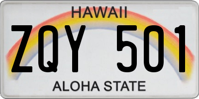 HI license plate ZQY501